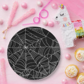 Zwart & Wit Spiderwebs Halloween Party Papieren Bordje (Feest)