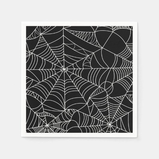Zwart & Wit Spiderwebs Halloween Party Servet (Voorkant)