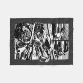 ZWART-WIT SPIERWOEDE FLEECE DEKEN (Voorkant (Horizontaal))