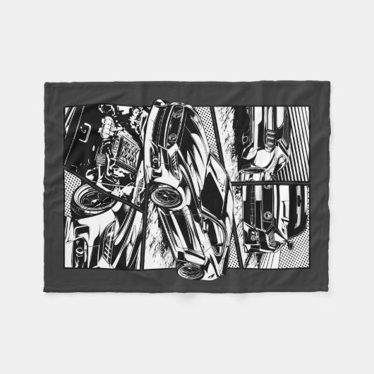 ZWART-WIT SPIERWOEDE FLEECE DEKEN (Voorkant (Horizontaal))