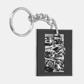 ZWART-WIT SPIERWOEDE SLEUTELHANGER (Voorkant Links)