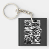 ZWART-WIT SPIERWOEDE SLEUTELHANGER (Voorkant)