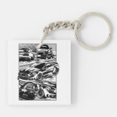 ZWART-WIT SPIERWOEDE SLEUTELHANGER (Achterkant)