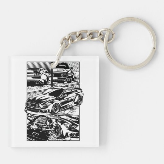 ZWART-WIT SPIERWOEDE SLEUTELHANGER (Achterkant)