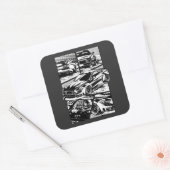 ZWART-WIT SPIERWOEDE VIERKANTE STICKER (Envelop)