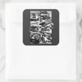 ZWART-WIT SPIERWOEDE VIERKANTE STICKER (Tas)