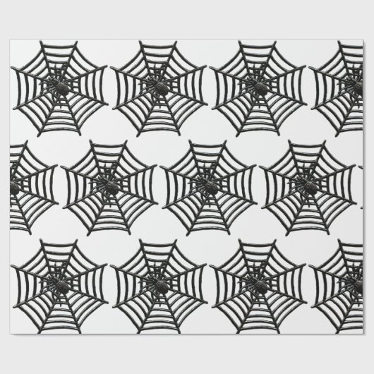 ZWART & WIT SPIN WEB HALLOWEEN Wrapping Paper Cadeaupapier (Vlak)