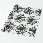 ZWART & WIT SPIN WEB HALLOWEEN Wrapping Paper Cadeaupapier (Uitgerold)