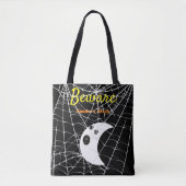 Zwart Wit Spin Webs en schattig Modern Ghost Tote Bag (Voorkant)