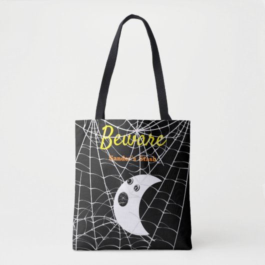 Zwart Wit Spin Webs en schattig Modern Ghost Tote Bag (Voorkant)