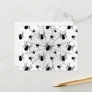 Zwart-wit spinnen spinnenweb Halloween patroon Briefkaart