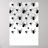 Zwart-wit spinnen spinnenweb Halloween patroon Poster (Voorkant)