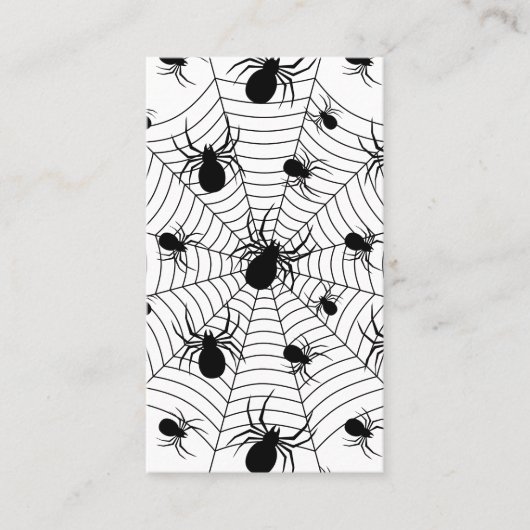 Zwart-wit spinnen spinnenweb Halloween patroon Visitekaartje (Voorkant)