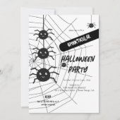 Zwart-wit spinnenweb Halloween Party Kaart (Voorkant)