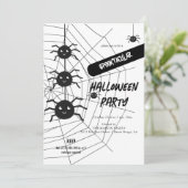 Zwart-wit spinnenweb Halloween Party Kaart (Staand voorkant)