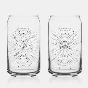 Zwart-wit spinnenweb Halloween patroon Blikvorm Glas