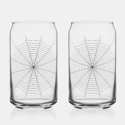 Zwart-wit spinnenweb Halloween patroon Blikvorm Glas (Voorkant)