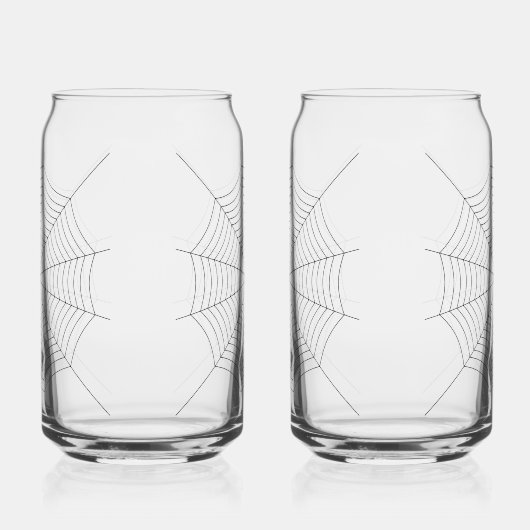 Zwart-wit spinnenweb Halloween patroon Blikvorm Glas (Links)