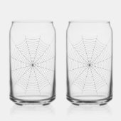 Zwart-wit spinnenweb Halloween patroon Blikvorm Glas (Achterkant)