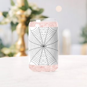 Zwart-wit spinnenweb Halloween patroon Blikvorm Glas