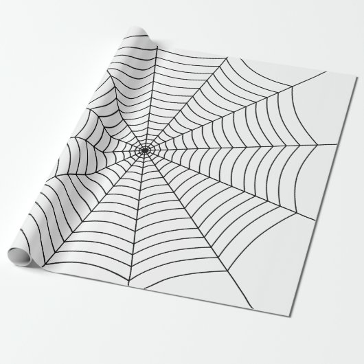 Zwart wit spinnenweb Halloween patroon Cadeaupapier (Uitgerold)