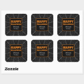 Zwart Wit spinnenweb Halloween patroon Jouw naam Vierkante Sticker (Vel)