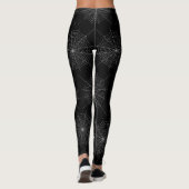 Zwart-wit spinnenweb Halloween patroon Leggings (Achterkant)