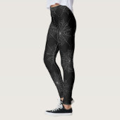 Zwart-wit spinnenweb Halloween patroon Leggings (Links)