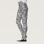 Zwart-Wit Spinnenweb Halloween Patroon Leggings (Links)
