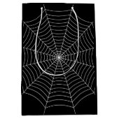 Zwart-wit spinnenweb Halloween patroon Medium Cadeauzakje (Voorkant)