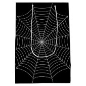 Zwart-wit spinnenweb Halloween patroon Medium Cadeauzakje (Achterkant)