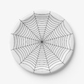 Zwart-wit spinnenweb Halloween patroon Papieren Bordje (Voorkant)