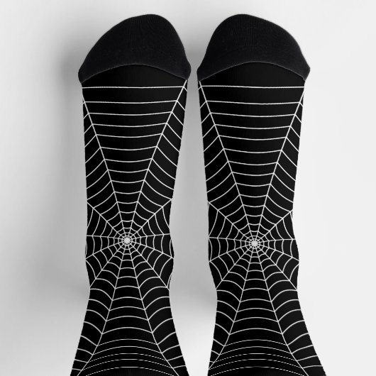 Zwart-wit spinnenweb Halloween patroon Sokken (Top)