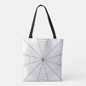 Zwart-wit spinnenweb Halloween patroon Tote Bag (Achterkant)