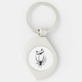 Zwart & Wit Spinnenweb Horror Halloween Sleutelhanger (Voorkant)