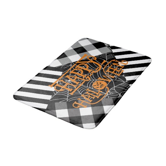 Zwart & Wit Spinnenweb Patchwork Halloween Badmat (Gekanteld)
