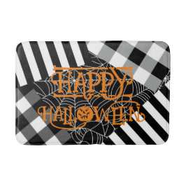 Zwart & Wit Spinnenweb Patchwork Halloween Badmat