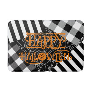 Zwart & Wit Spinnenweb Patchwork Halloween Badmat