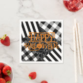 Zwart & Wit Spinnenweb Patchwork Halloween Feestje Servet (Insitu)