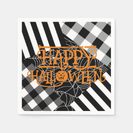Zwart & Wit Spinnenweb Patchwork Halloween Feestje Servet