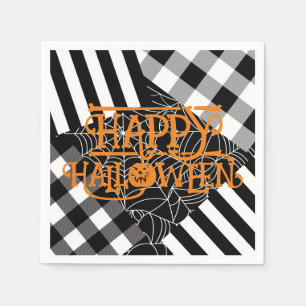 Zwart & Wit Spinnenweb Patchwork Halloween Feestje Servet