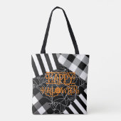 Zwart & wit spinnenweb patchwork Halloween Tote Bag (Achterkant)