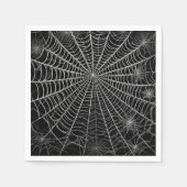 Zwart & Wit Spinnenwebben Spinnenweb Halloween Servet (Voorkant)