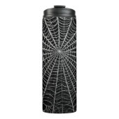 Zwart & Wit Spinnenwebben Spinnenweb Halloween Thermosbeker (Voorkant)
