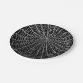 Zwart & Wit Spinnewebben Spinnenweb Halloween Papieren Bordje (Gekanteld)