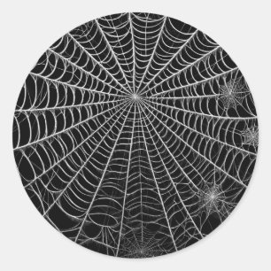 Zwart & Wit Spinnewebben Spinnenweb Halloween Ronde Sticker