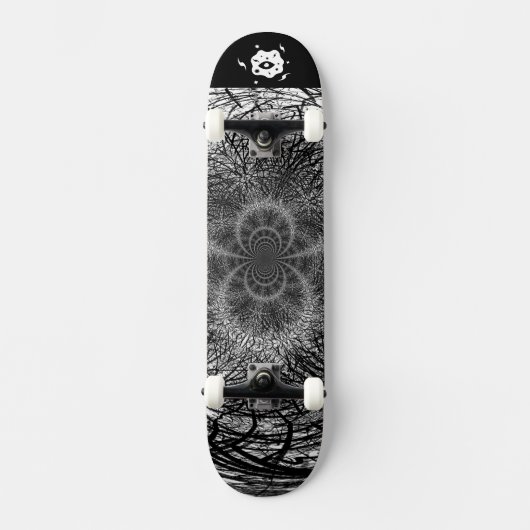 Zwart wit spiraal edgy skateboard (Voorkant)