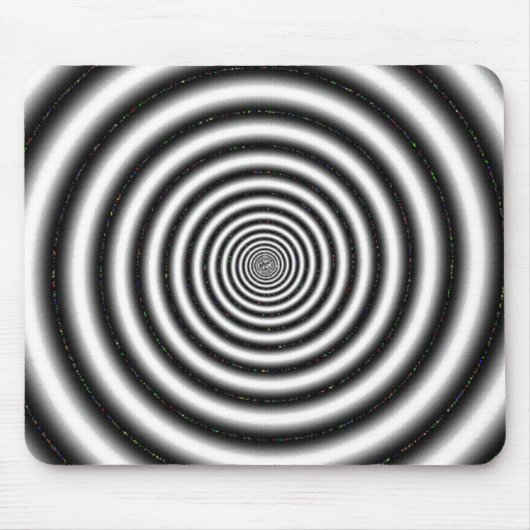 Zwart-wit spiraal optische illusie muismat (Voorkant)