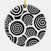 Zwart-wit spiraalvectorpatroon keramisch ornament (Achterkant)