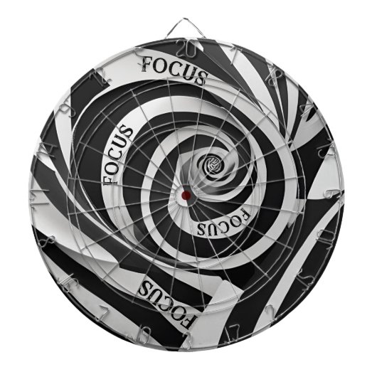 Zwart-wit Spiral Psychedelic Illusion Focus Dartbord (Voorkant)